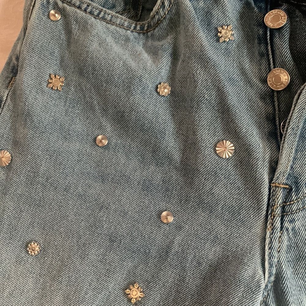 &Denim Women’s Jeans Silver Studs High Waisted 27 X 28 - Picture 3 of 11